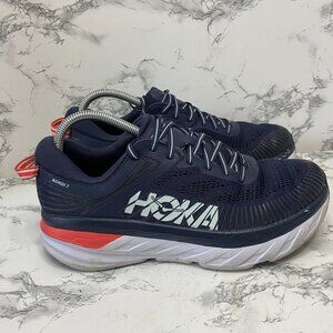 Hoka One One Women 9.5 Bondi 7 Shoe Running Sneaker Athletic Active Navy Blue